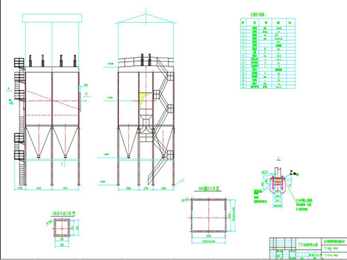 華康環(huán)保為山東75噸鍋爐設(shè)計(jì)的長袋脈沖除塵器圖紙